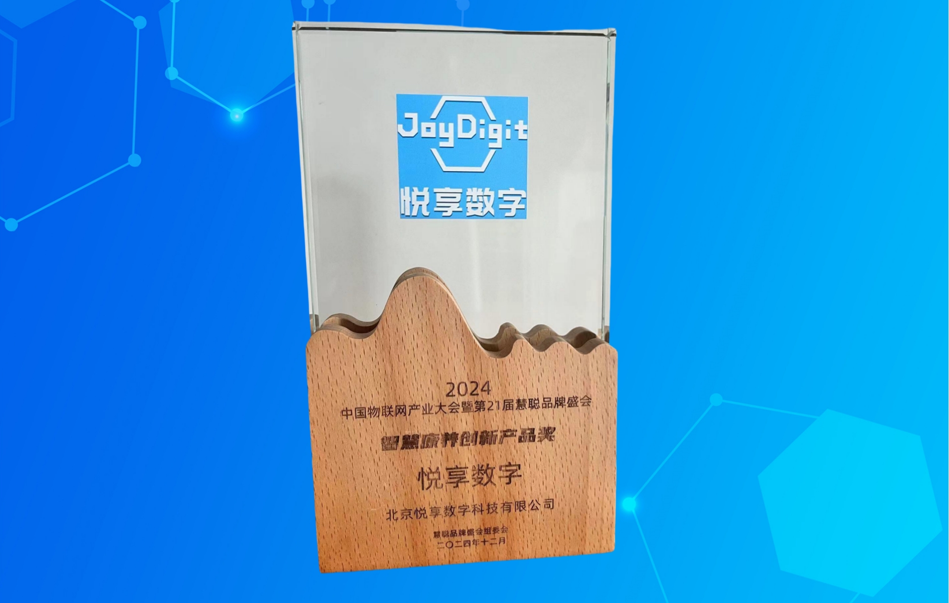 荣耀揭晓:乐祥荣获2024中国物联网产业大会“智慧康养创新产品奖”(图3) 乐祥奖杯.jpg